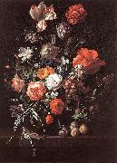 RUYSCH, Rachel Still-Life with Bouquet of Flowers and Plums af Sweden oil painting reproduction